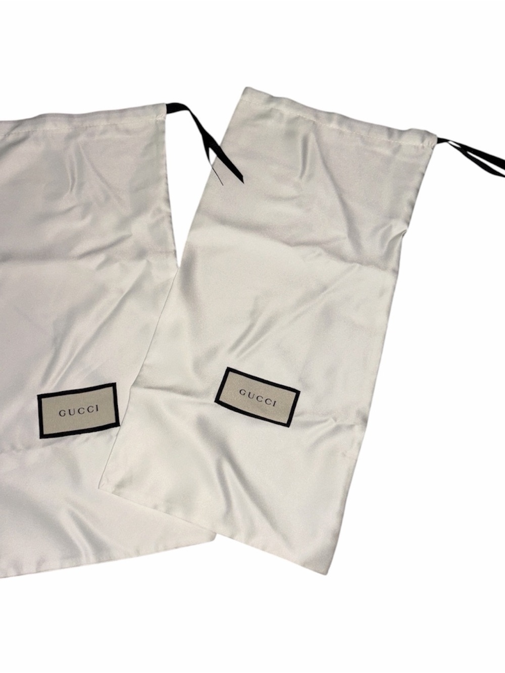Gucci White Drawstring Shoe Dust Bag Set